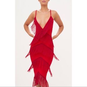 NWT Red Tassel Midi Dress